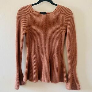 RIBBED KNIT BELL SLEEVE SWEATER